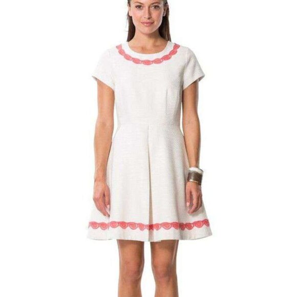 Sail to Sable Cream Basket Weave Fit & Flare Dress Size 12 - Picture 1 of 10